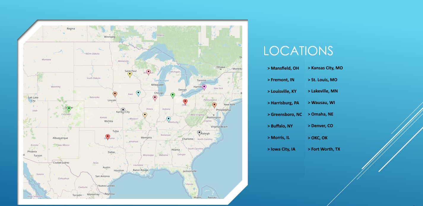 Midwest Automotive Trucking Service Locations Map